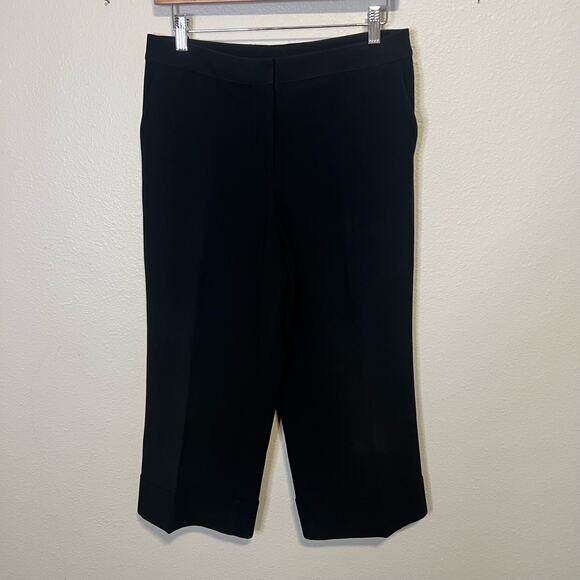 St. John Pants - St.John Caviar Black Wide Leg Cropped Dress Pants Size 8